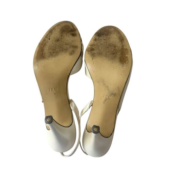 Vintage Garolini 'Mes Amis' White Leather Slingback Sandals,  Size 7.5 M - Picture 7 of 10